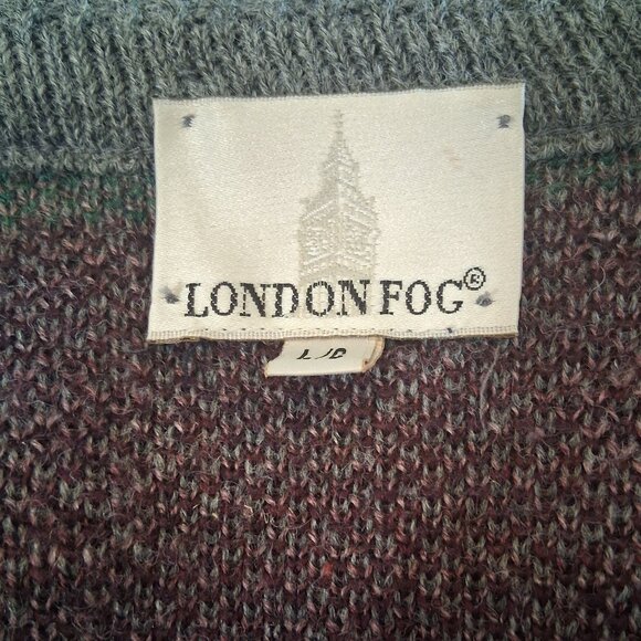London Fog Wool Sweater Cardigan Men Large Vintage Academia 90s Eclectic Grandpa - Picture 4 of 4